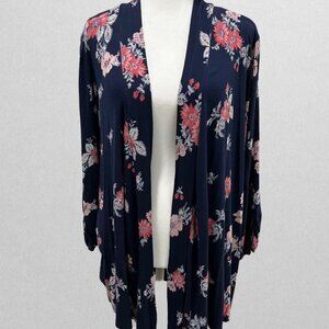 Maurices Navy Floral Overpiece with Lace Back